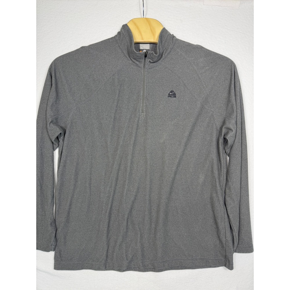 Nike ACG Quarter Zip Pullover Mens XL Gray Waffle Knit Long Sleeve Logo Gorpcore